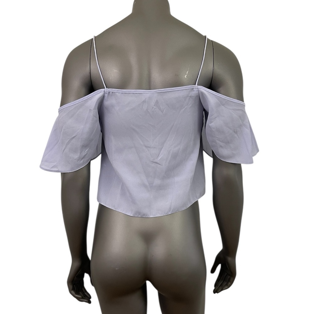 ASOS Top Women’s 4 Purple Flutter Sleeve Crop Semi Sheer Blouse Sexy - Picture 2 of 8